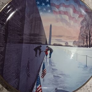 Patriotic Decorative Plate with American Flag Design